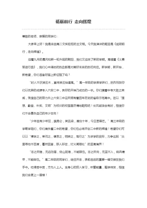 《砥砺前行-走向辉煌》国旗下演讲
