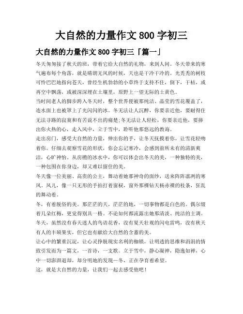 大自然的力量作文800字初三