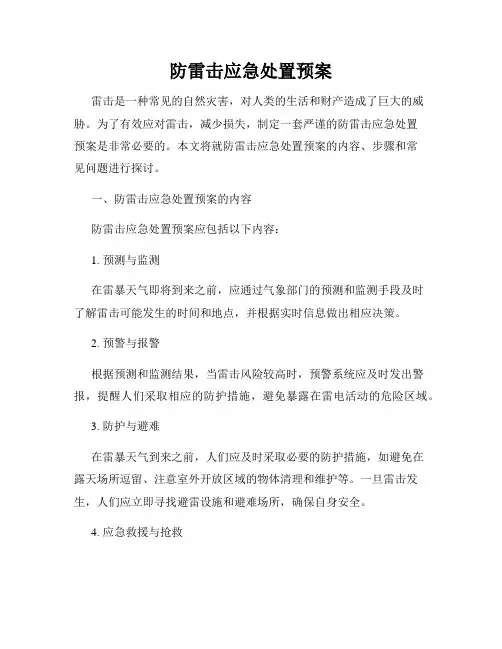 防雷击应急处置预案