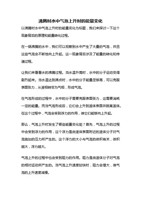 沸腾时水中气泡上升时的能量变化