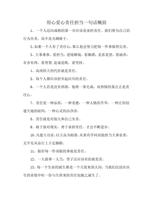 用心爱心责任担当一句话概括
