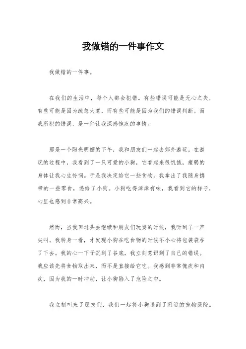 我做错的一件事作文