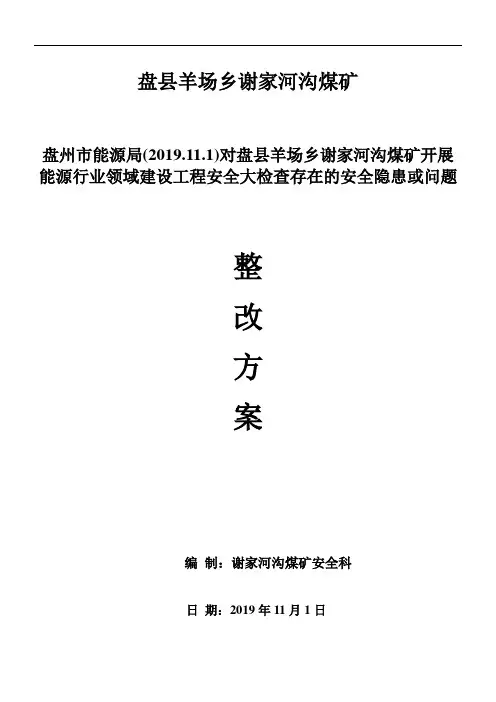 2019年11月1日12条盘州市能源局对谢家河沟煤矿整改方案