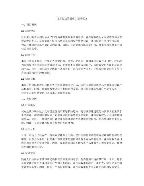 花卉盆栽的创业计划书范文