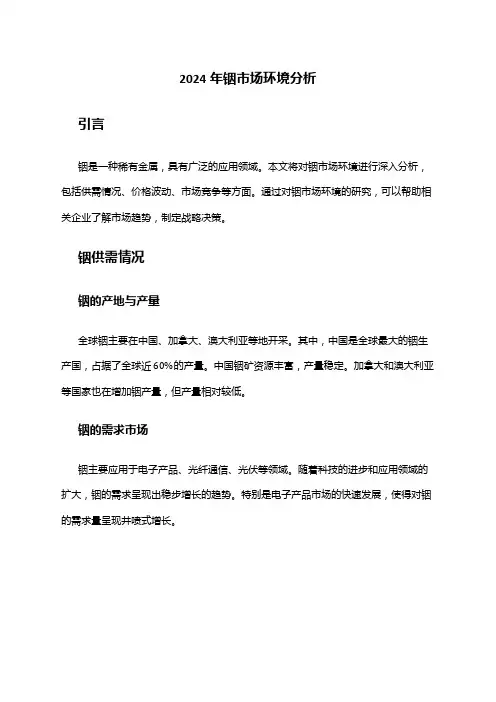 2024年铟市场环境分析