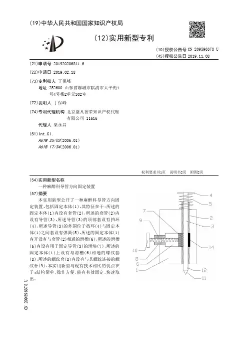 【CN209596378U】一种麻醉科导管方向固定装置【专利】