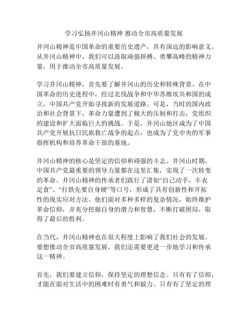 学习弘扬井冈山精神 推动全市高质量发展