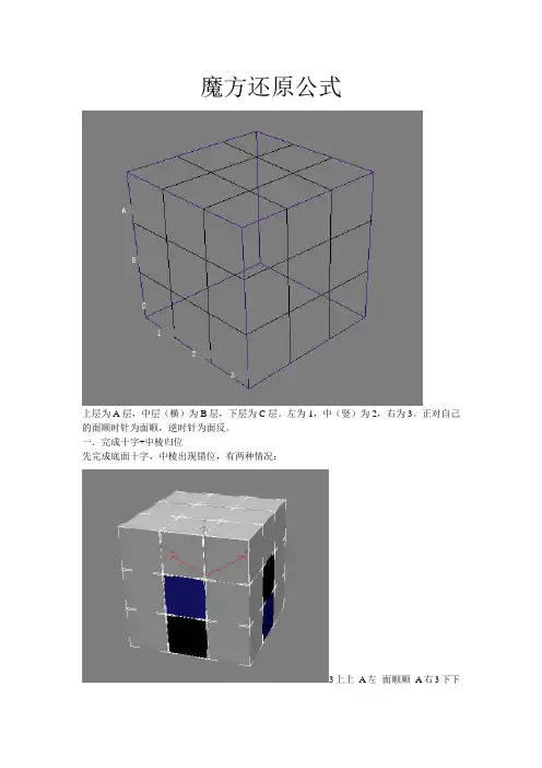 超级实用 3阶魔方公式