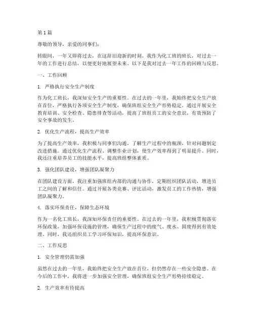 化工班长工作年度总结(3篇)