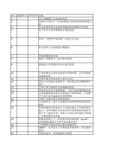 环境与健康题库