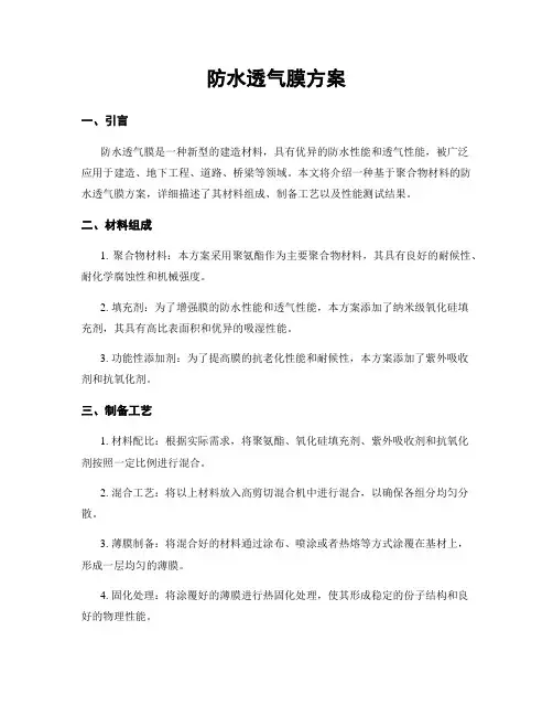 防水透气膜方案