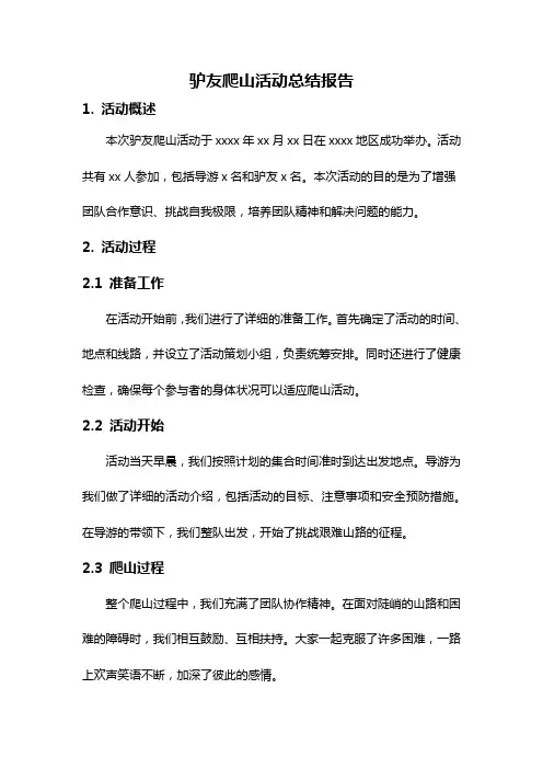 驴友爬山活动总结报告