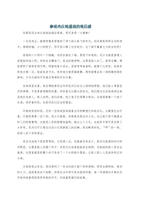 参观冉庄地道战的观后感