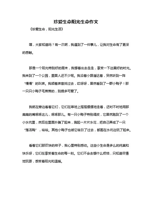 珍爱生命阳光生命作文