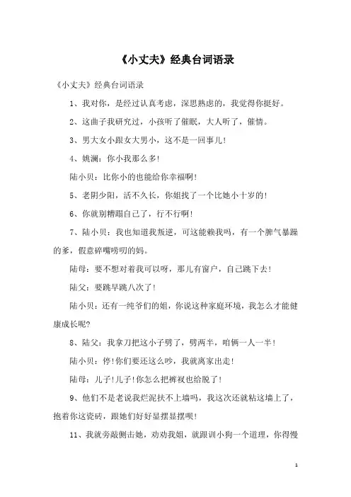 《小丈夫》经典台词语录