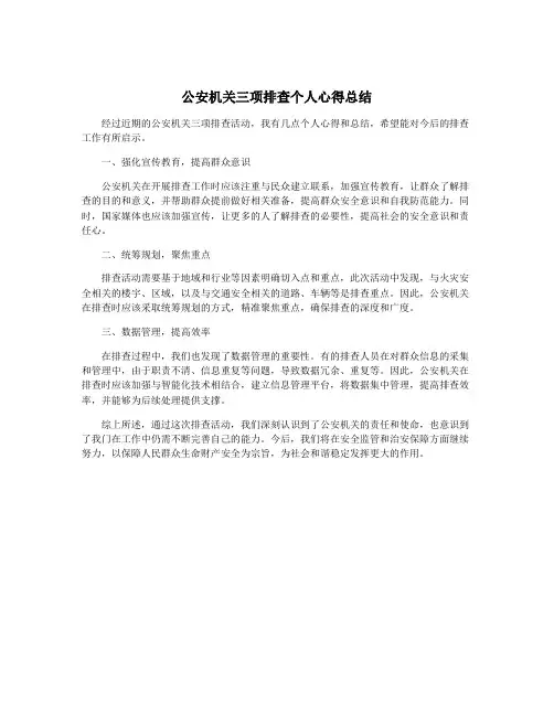 公安机关三项排查个人心得总结