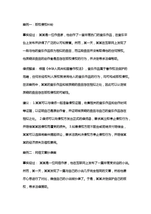 常见法律案例及解析：五则版权案例解读及建议