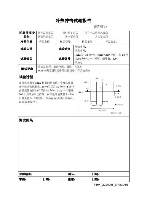 冷热冲击试验报告-模板