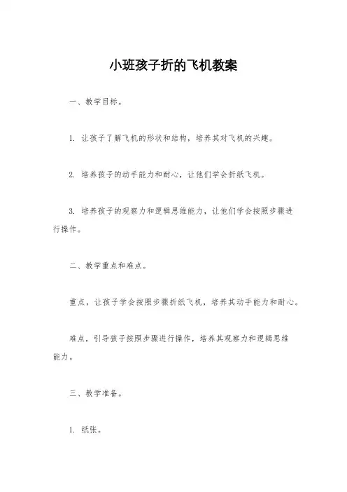 小班孩子折的飞机教案
