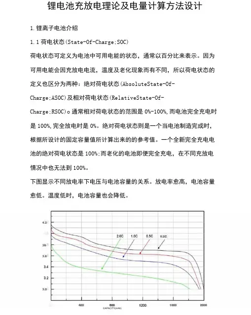 锂电池充放电理论及电量计算方法设计