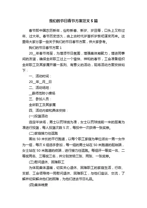 我们的节日春节方案范文5篇