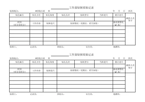钻探原始记录新