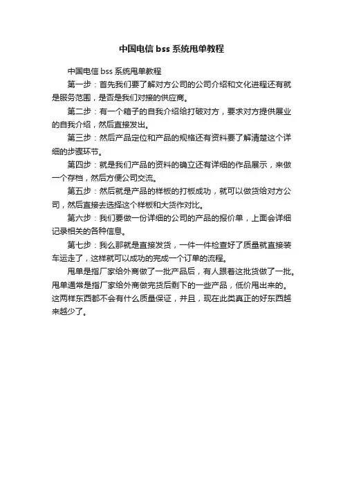 中国电信bss系统甩单教程