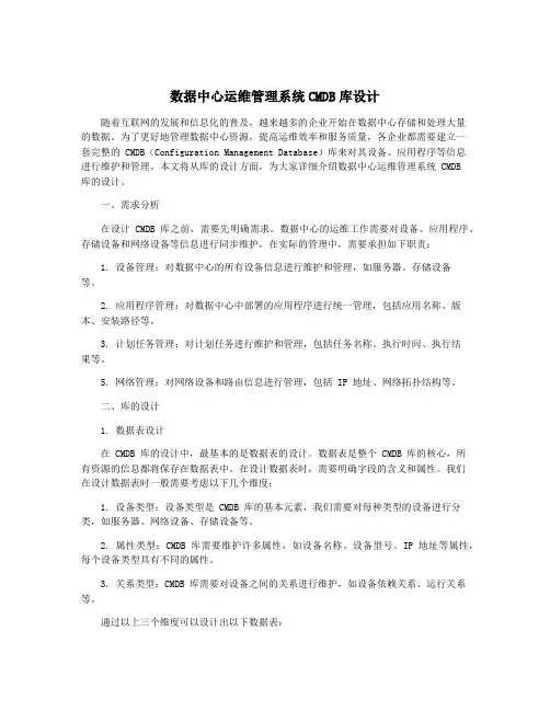 数据中心运维管理系统CMDB库设计