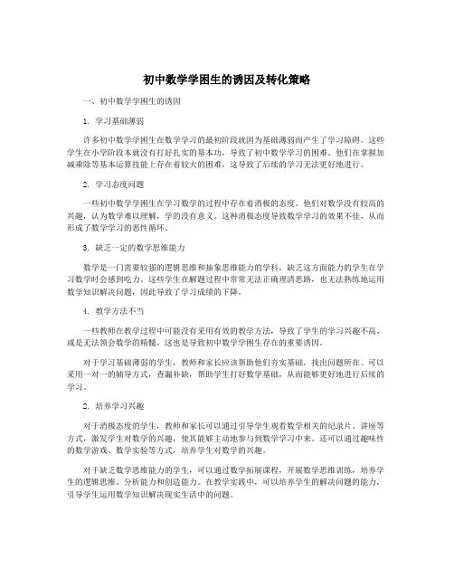 初中数学学困生的诱因及转化策略