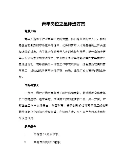 青年岗位之星评选方案