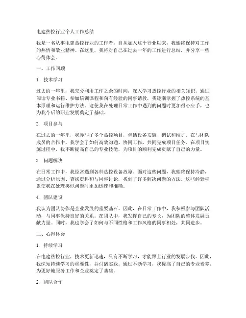 电建热控行业个人工作总结