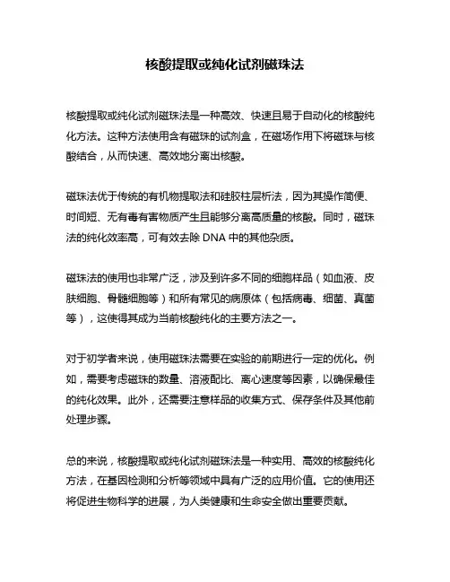 核酸提取或纯化试剂磁珠法