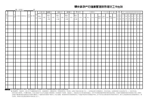 镇安县孕产妇健康管理服务随访工作台账