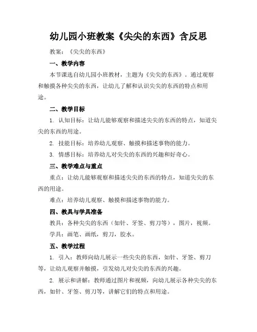 2024版幼儿园小班教案《尖尖的东西》含反思
