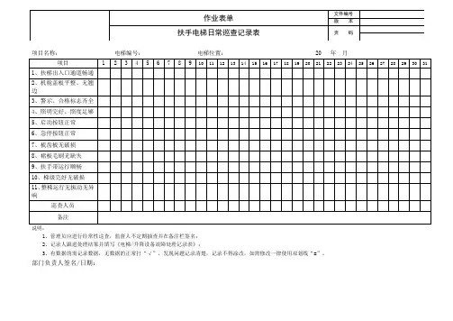 扶手电梯日常巡查记录表