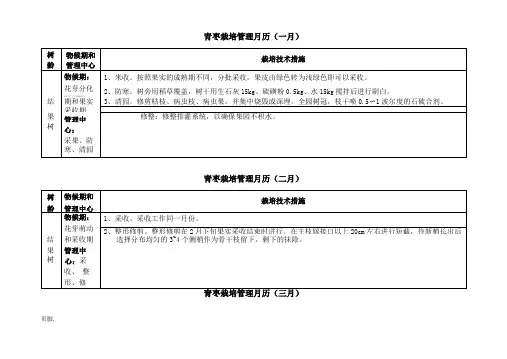 台湾大青枣管理月历