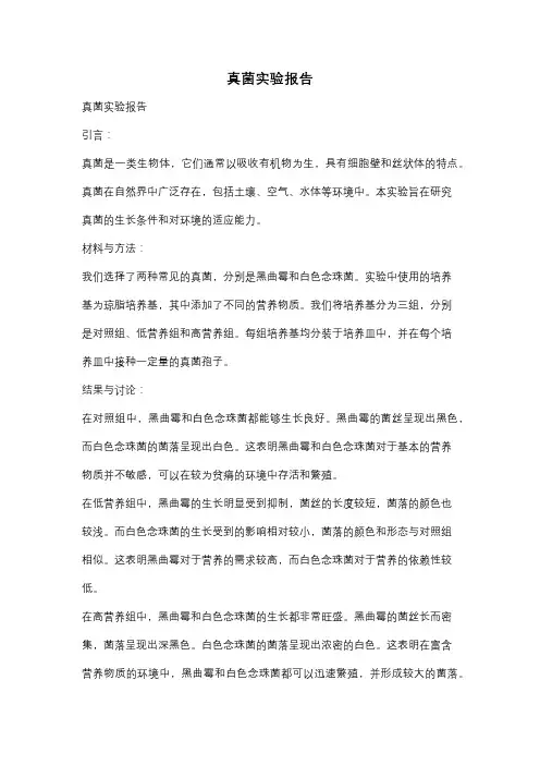 真菌实验报告
