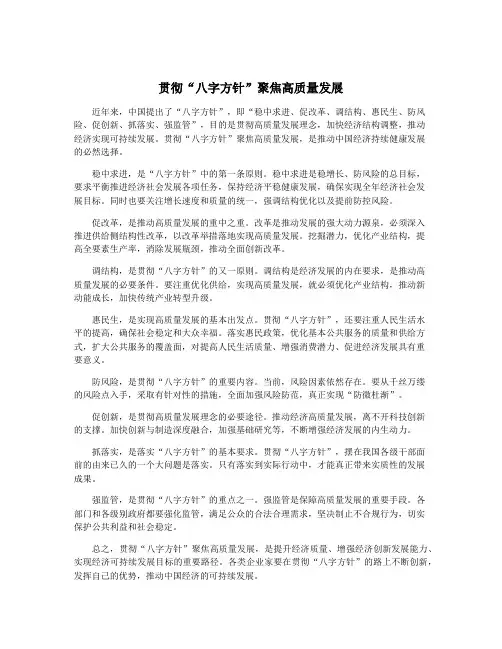贯彻“八字方针”聚焦高质量发展