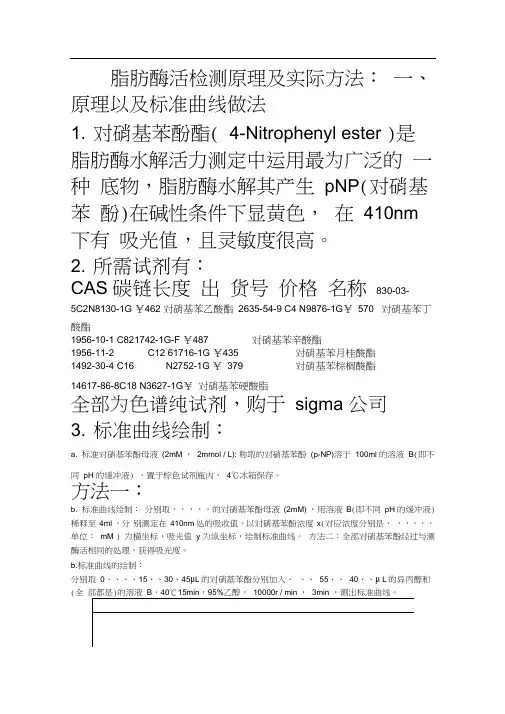 脂肪酶活检测原理及方法