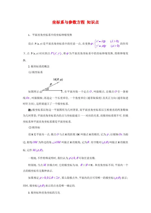 高中数学选修4—4坐标系与参数方程知识点总结