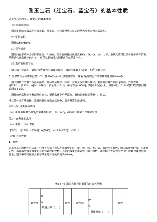 刚玉宝石（红宝石、蓝宝石）的基本性质