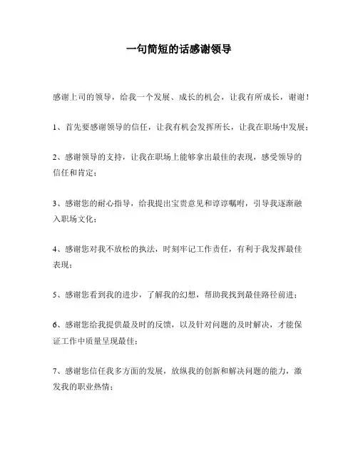 一句简短的话感谢领导