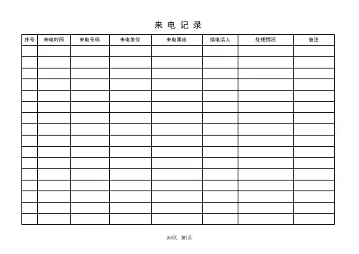 公司来电记录表