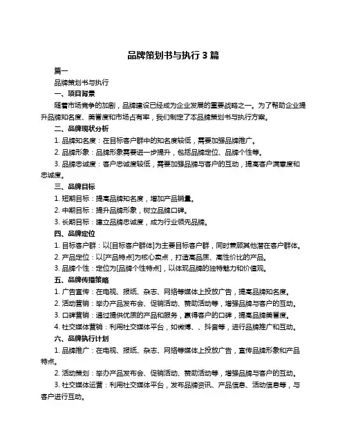 品牌策划书与执行3篇