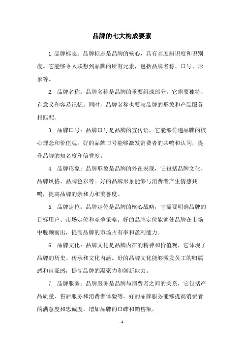 品牌的七大构成要素