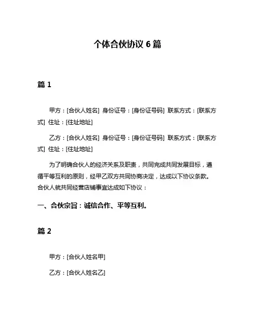 个体合伙协议6篇