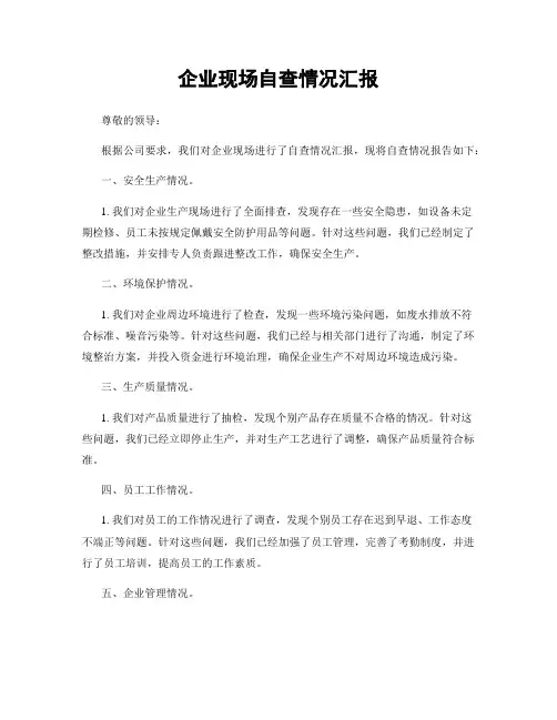 企业现场自查情况汇报