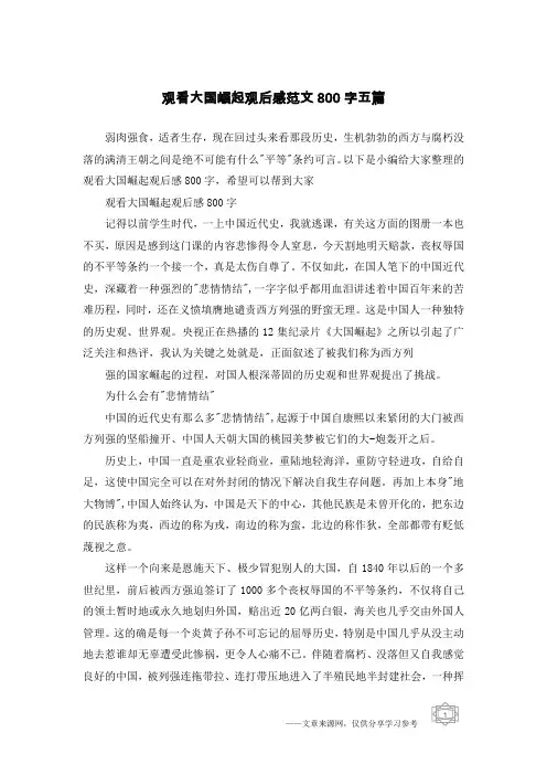 观看大国崛起观后感范文800字五篇
