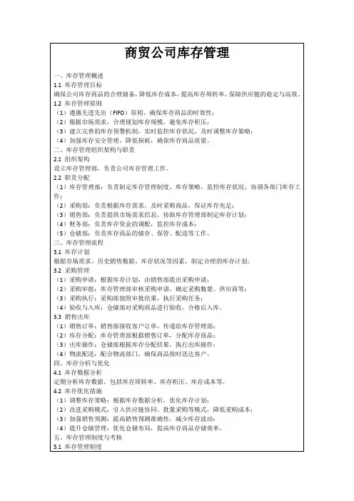 商贸公司库存管理