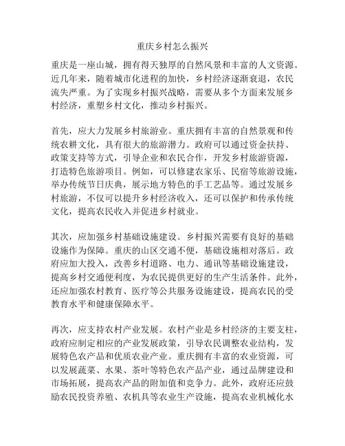 重庆乡村怎么振兴